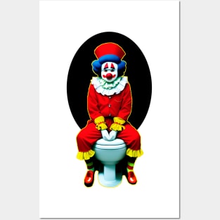 Clean clown sitting on the toilet Posters and Art